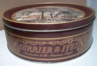 Large Currier & Ives Old Grist Mill Collectible Tin  