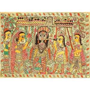   Painting on Hand Made Paper treated with Cow Dung   F