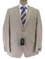 Hugo Boss Mens 2 Button Flat Front Tan Sharkskin Wool Suit