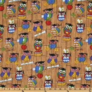   Treasures Wise Owls Tan Fabric By The Yard Arts, Crafts & Sewing