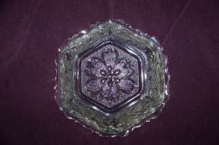 Indiana Glass clear Sandwich hexagonal nappy bowl EUC  