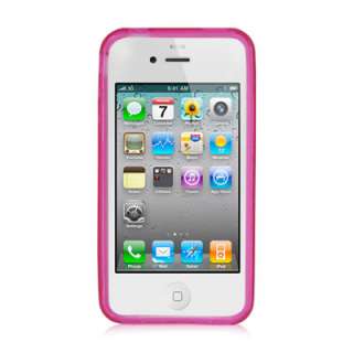   4G 4s Pink Hard Case with Pink TPU Gummy Border + Home Charger  