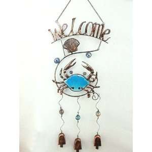   Coastal Maryland Blue Crab Metal and Glass Wind Chime