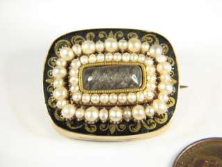 ANTIQUE ENGLISH GOLD PEARL MOURNING PIN MARY ANNE SMITH  