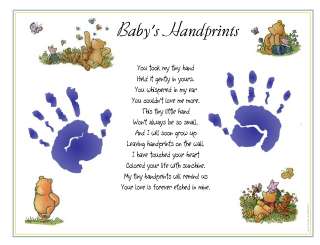 Classic Winnie the Pooh ~ BABY 1st Handprints Poem Print  