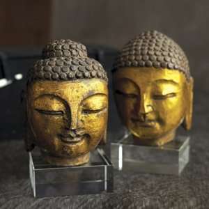  Stone Buddha Head on Glass Stand