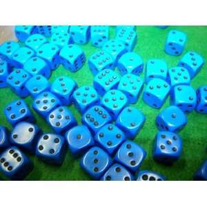  Standard Blue 6 Sided Dice With Black Pips Toys & Games