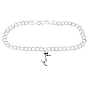  Sterling Silver Water Skier on 4 Millimeter Charm Bracelet 