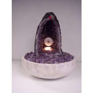  Aqua Amethyst Geode Fountain With Light And Crystal Wheel 