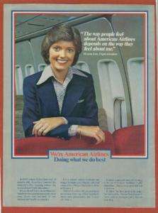 1980 American Airlines Ad Flight Attendant  Neat Attire  