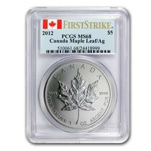  2012 1 oz Silver Canadian Maple Leaf   MS 68 PCGS First 