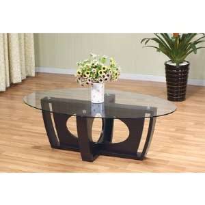   Oval Glass Coffee Table in Warm Matte Coffee Bean Furniture & Decor