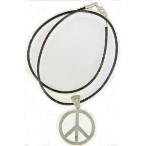    Stainless Steel, Peace Sign, Pendant 18 Long Necklace Jewelry