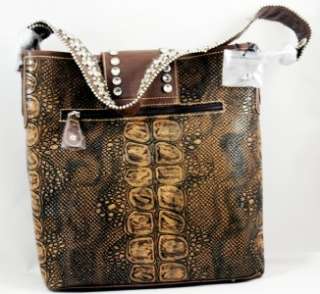 Brown Western Hunter Tote Purse Handbag Skin Style New  