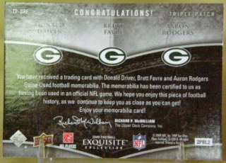 AARON RODGERS FAVRE DRIVER 2009 EXQUISITE PATCH 24/25  