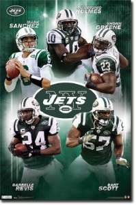 New York Jets Sanchez Holmes Revis Scott Greene Collage 22x34 Poster 