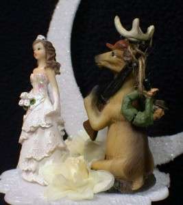 DEER HUNTING Funny bride WEDDING CAKE TOPPER groom TOP  