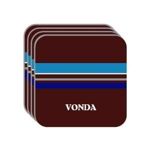 Personal Name Gift   VONDA Set of 4 Mini Mousepad Coasters (blue 