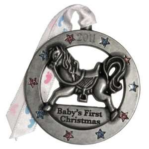  Gloria Duchin Pewter Babys First Rocking Horse Ornament 