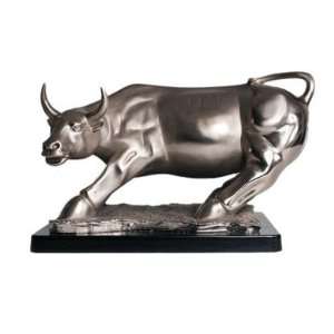  Large Wall Street Bull Pewter Sculpture, 12 inches H