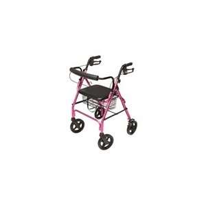  Walkabout Four Wheel Contour Deluxe Rollator   Pink 