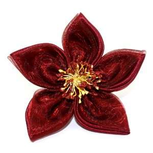  Laliberi Pin and Clip Flower, Pointed Double Fabric Red 
