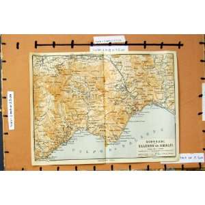 Map 1929 Dintorni Salerno Amalfi Cetara Amalfi Porto 
