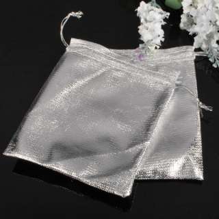 100pcs 9x12cm Silver Organza Gift Bag Wedding Favor P52  