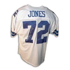  Autographed Ed Too Tall Jones Dallas Cowboys White 