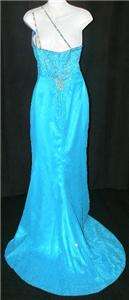 NEW TIFFANY ONE SHOULDER PROM EVENING GOWN DRESS 6 BLUE  