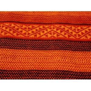  Detail of Handmade Orange and Black Wool Textile Blanket 