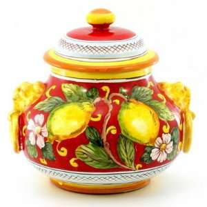  LIMONI FONDO ROSSO Round pot jar with rings [#9254 LFR 