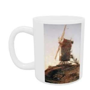  Windmill on a Knoll in a Landscape (w/c with bodycolour on 