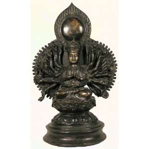  Tibetan Silver Statue 3 Piece Avalokiteshvara 1000 Arms 