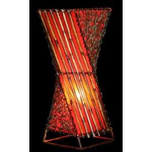  Adong Bamboo Table Lamp with Red Cotton Lining by House of 