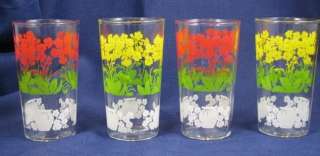 Set of 4 Flower Juice Drinking Tumbler Glasses  