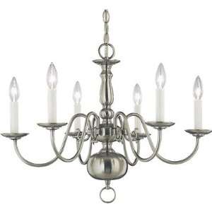  Americana 6 Candle Light Pewter Chandelier