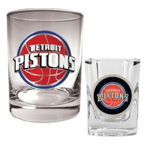  Detroit Pistons NBA Rocks Glass & Square Shot Glass Set 