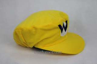 WARIO CAP Adult Kid Hat Costume Flat Top Taper down Super Mario Bros 
