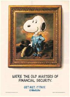 1991 Snoopy Old Masters Painting Met Life Insurance Ad  