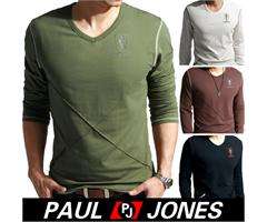 BASIC Style & Premium Men Long Sleeve Henley FITTED T Shirt LUXURY TEE 