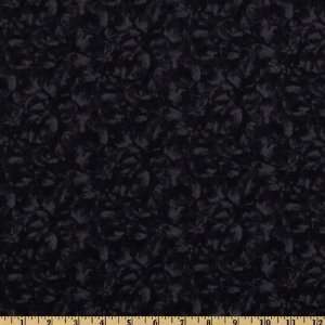  44 Wide The Gallery   Rose Bouquet Petals Black Fabric 