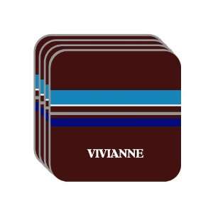 Personal Name Gift   VIVIANNE Set of 4 Mini Mousepad Coasters (blue 