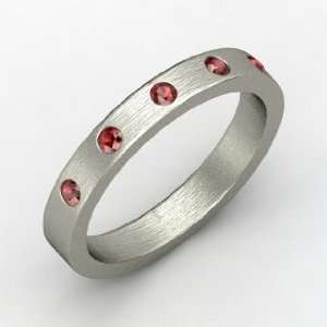  Anahit Band, Round Red Garnet Sterling Silver Ring 