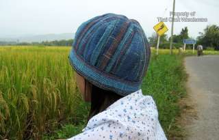 Afrikan Kofi Hat   Blue Tones Thick Thread Thai Cotton  