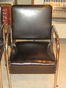   1940s chrome & vinyl barber shop waiting room tubular chairs  