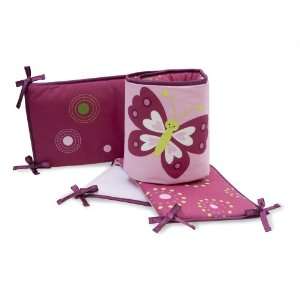 Bedtime Originals Pink Butterfly 4 Piece Bumper, Magenta/White
