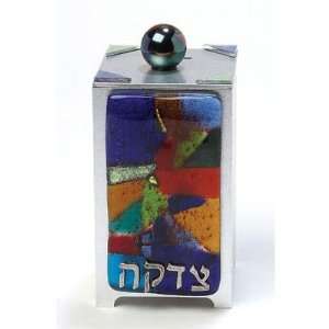  Glass on Metal Tzedakkah Box   Rainbow Fusion Everything 