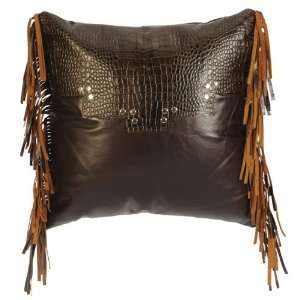  Rustic Gator Leather Fringed Pillow with Studs Pet 