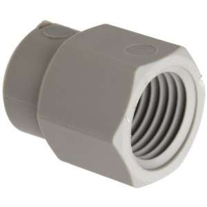 Tefen Nylon 66 Pipe Fitting, Coupling, Gray, 1/4 x 1/2 NPT Female 